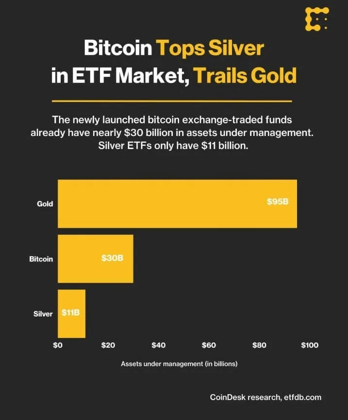 Bitcoin ETFs Gather $30 billion inflows within 10 days of launch.